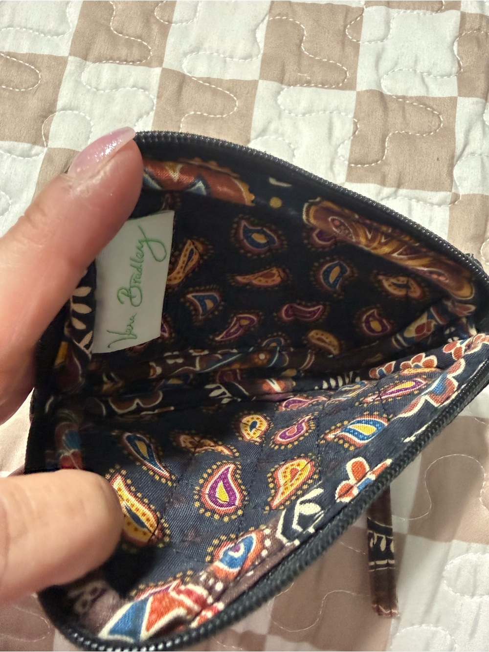 Vera Bradley Floral Quilted Wristlet Wallet - Brown & Navy - Picture 3 of 4
